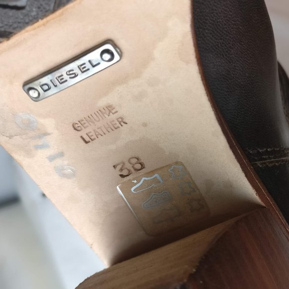 Designer DIESEL 100%Supple Leather Brown Slouchy Cowgirl boot 38 - Picture 4 of 8